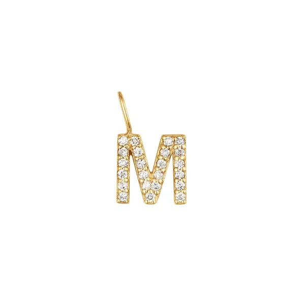 14K Yellow Diamond "M" Charm Pendant Morgan's Jewelers Winona, MN
