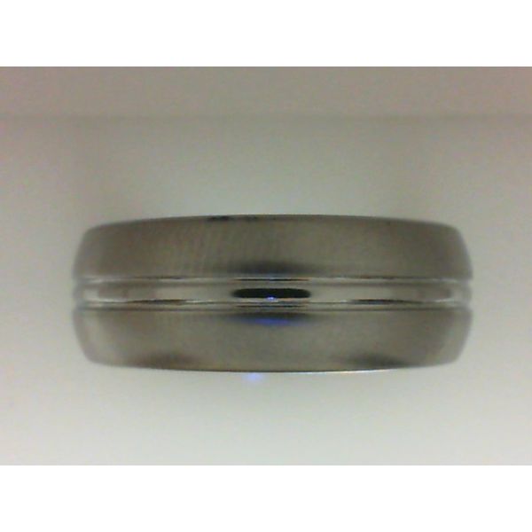 White Vitalium Double Domed Cross Satin Edges Wedding Band Morgan's Jewelers Winona, MN