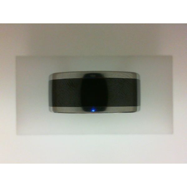 Vitalium Square Wedding Band with Black Ceramic Inlay Morgan's Jewelers Winona, MN