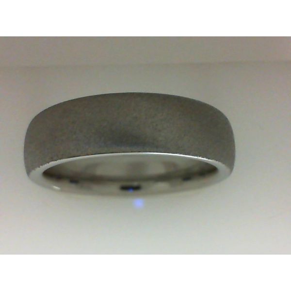 White Vitalium Domed Stoned Wedding Band Morgan's Jewelers Winona, MN