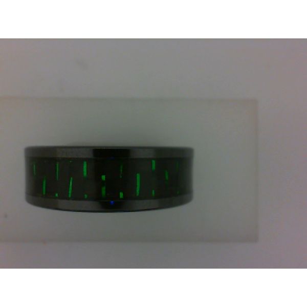 Black Diamond Ceramic Band with Black and Green Carbon Fiber Inlay Morgan's Jewelers Winona, MN