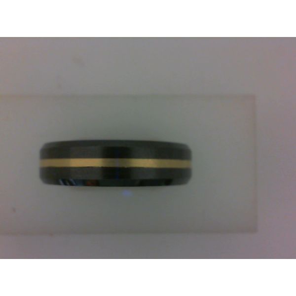 14kt Yellow Gold Inlay Men's Black Ceramic Wedding Band Morgan's Jewelers Winona, MN