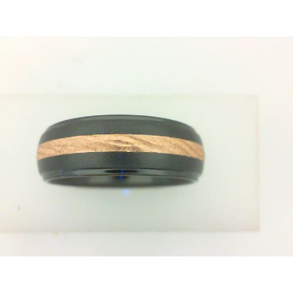 Black Diamond Ceramic and 14kt Rose Gold Men's Wedding Band Morgan's Jewelers Winona, MN