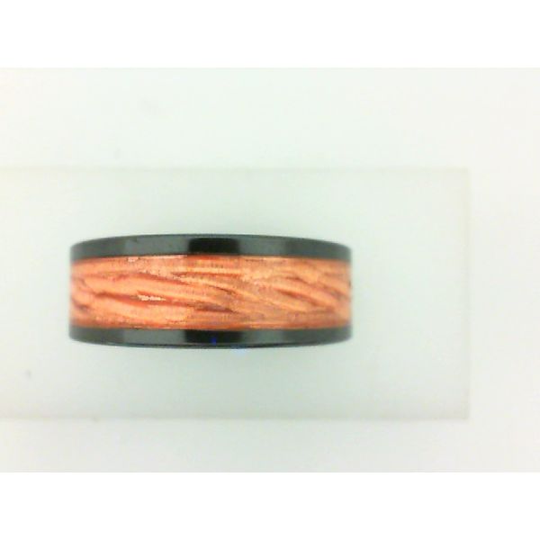 Copper Inlay Men's Black Diamond Ceramic Wedding Band Morgan's Jewelers Winona, MN