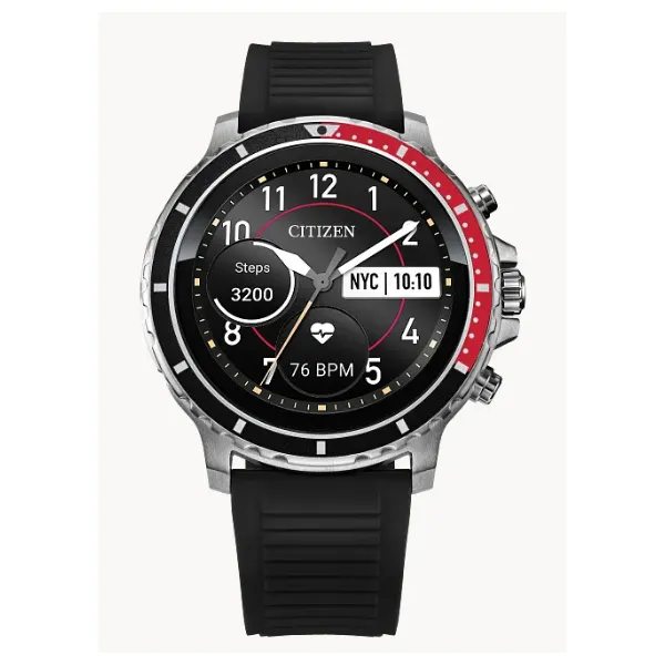 Men's Smart Watch with SS and Black Silicone Watchband Morgan's Jewelers Winona, MN