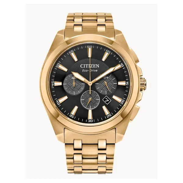 Men's Yellow Eco Drive Watch with Black Face Morgan's Jewelers Winona, MN
