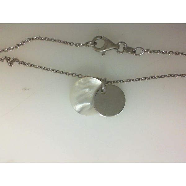 Mother of Pearl Silver Circle 18" Necklace Morgan's Jewelers Winona, MN