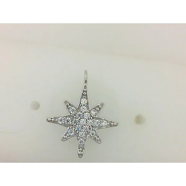 Sterling Silver Star Burst Charm with Cubic Zirconia