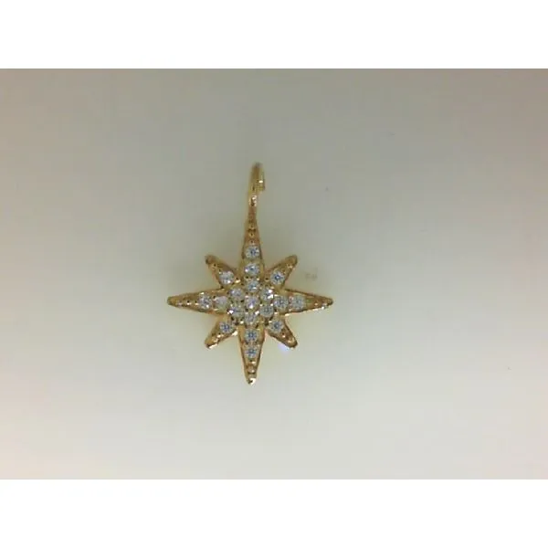 Sterling Silver Gold Plated Charm with Simulated Diamonds