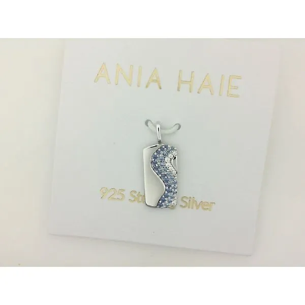 Sterling Silver Wave Blue Sparkle Charm