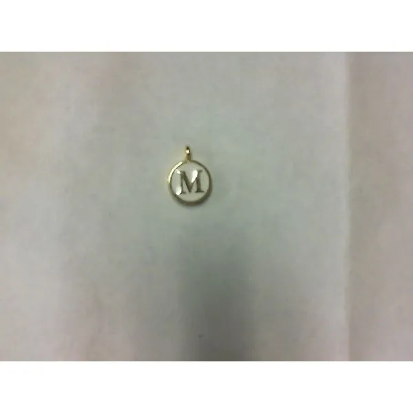 Sterling Silver Gold Finish White Enamel Initial Charm - M Morgan's Jewelers Winona, MN