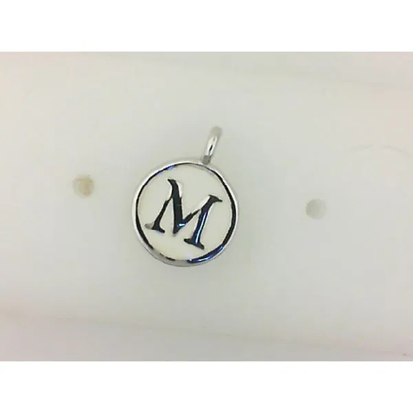 Rhodium Plated Sterling Silver Initial Charm with White Enamel Morgan's Jewelers Winona, MN