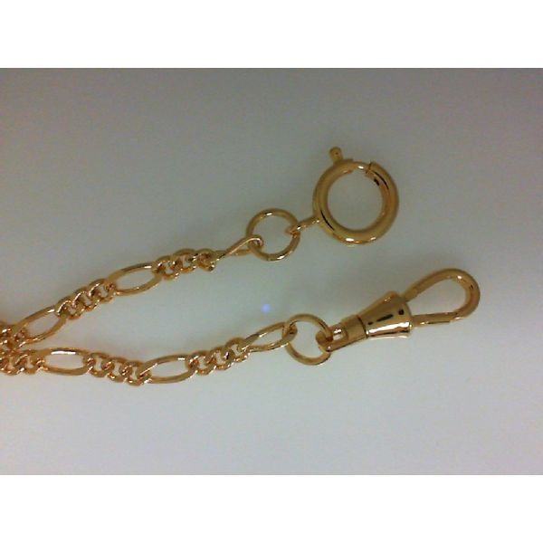 Men's Yellow Gold Plated Figaro Watch Chain Morgan's Jewelers Winona, MN