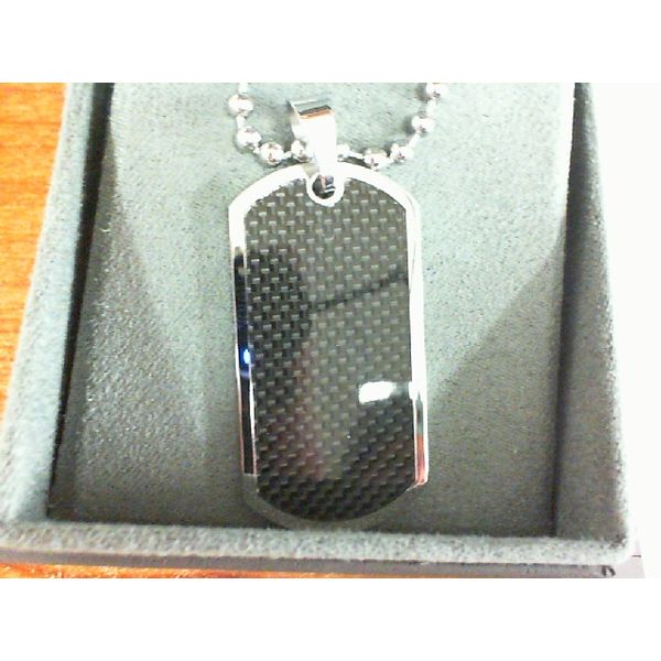 Stainless Steel and Carbon Fiber Gent's Dog Tag Necklace Morgan's Jewelers Winona, MN