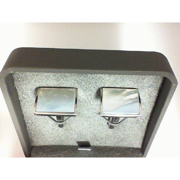 Stainless Steel Polished Mother of Pearl Cufflinks Morgan's Jewelers Winona, MN