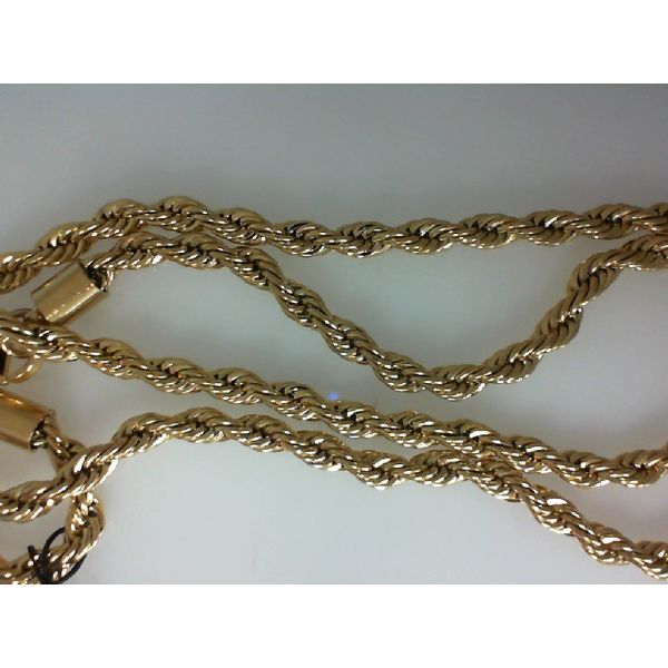 Men's Stainless Steel Gold Plated 4mm Rope Chain Morgan's Jewelers Winona, MN
