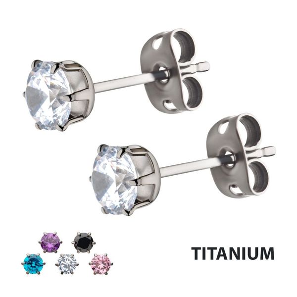 White Titanium Mens Studs Morgan's Jewelers Winona, MN