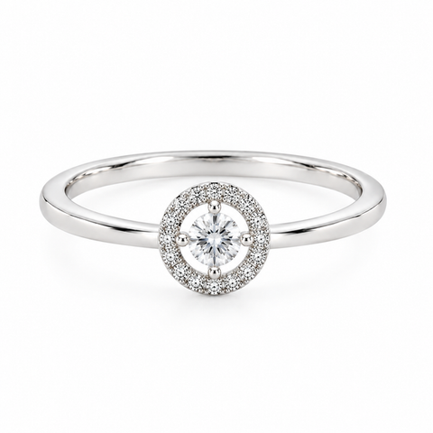 14K White Gold Halo Engagement Ring