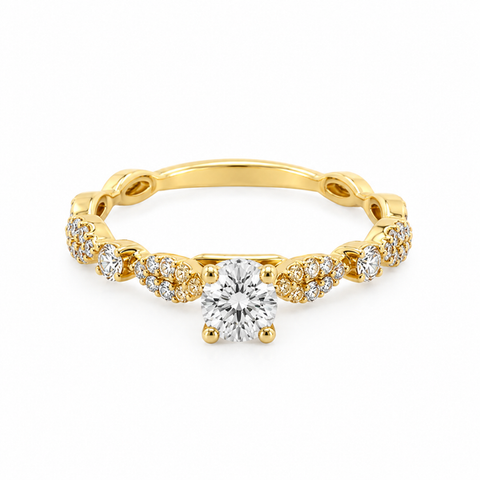 Two-Tone 14K Gold Diamond Contemporary Engagement Ring