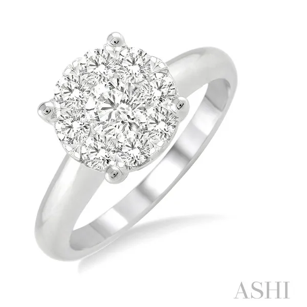 14K White Gold Lovebright Diamond Cluster Engagement Ring