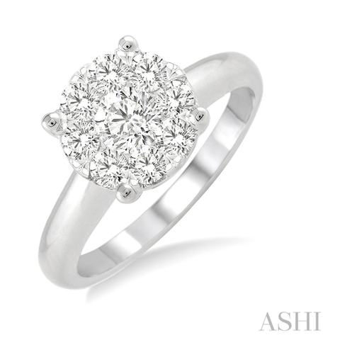 14K White Gold Lovebright Diamond Cluster Engagement Ring