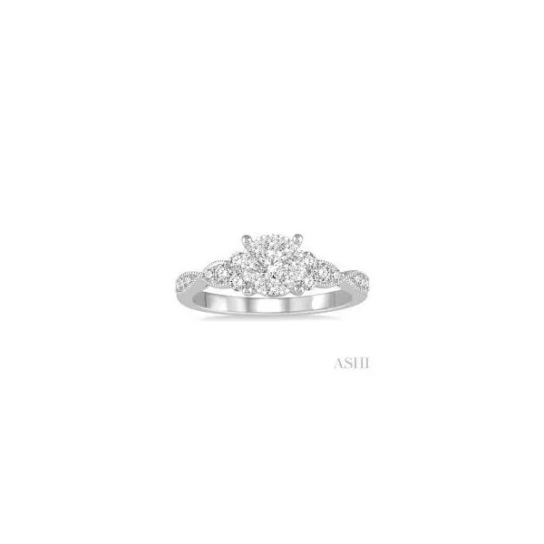 14K White Gold Multi Diamond Cluster Engagement Ring Image 2 Morin Jewelers Southbridge, MA