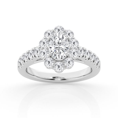Oval with Halo Lab Grown Engagement Ring