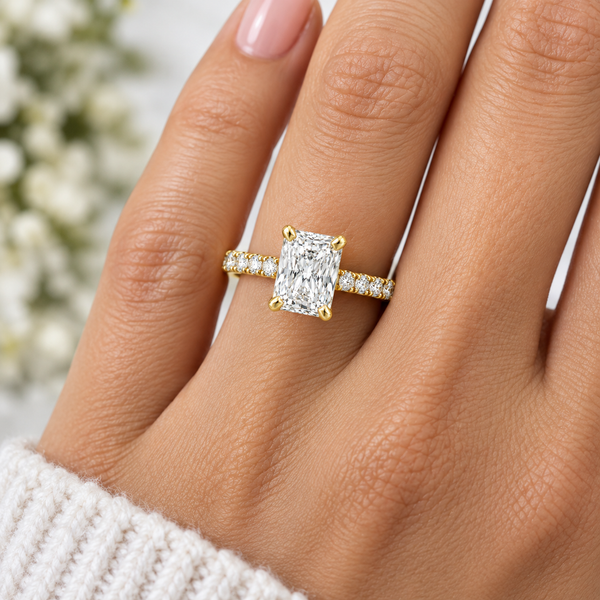 Radiant Cut Lab Grown Engagement Ring in 14K Yellow Gold Image 2 Morin Jewelers Southbridge, MA