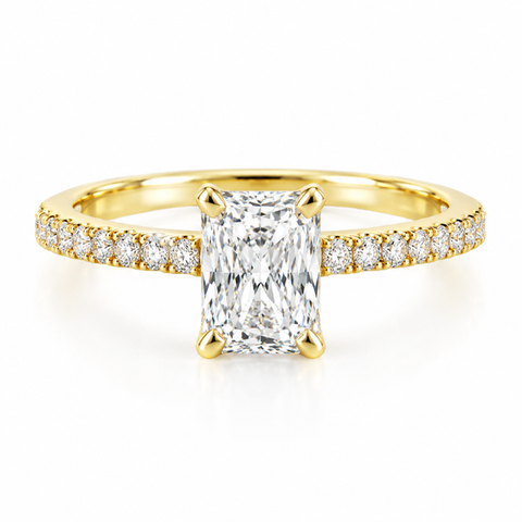 Radiant Cut Lab Grown Engagement Ring in 14K Yellow Gold