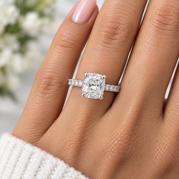 Cushion Cut Lab Grown Diamond Engagement Ring in 14K White Gold Image 2 Morin Jewelers Southbridge, MA