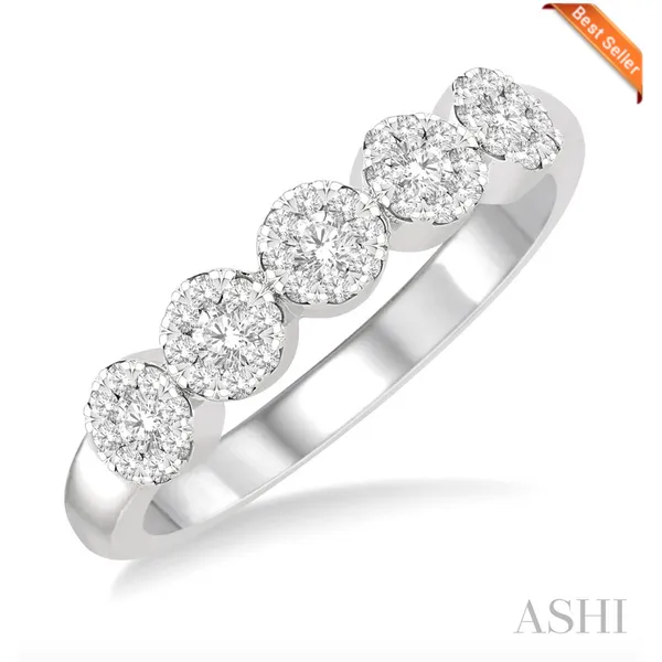 14K White 5 Stone Diamond Wedding Band Morin Jewelers Southbridge, MA