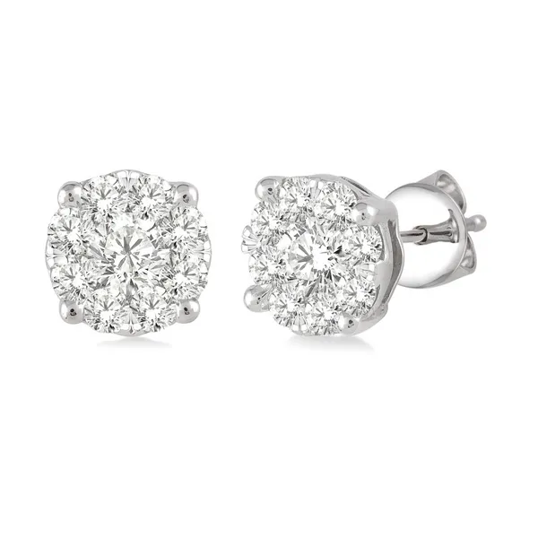14 Karat Stud Earrings With Round G/H SI1 Diamonds