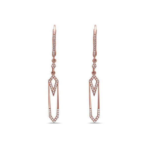 14 Karat Drop Earrings With Round Diamonds Morin Jewelers Southbridge, MA