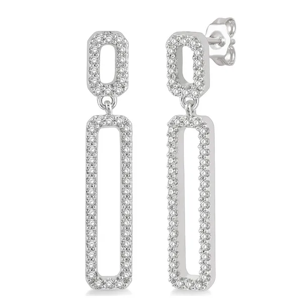 14 Karat Drop Earrings With Round Diamonds