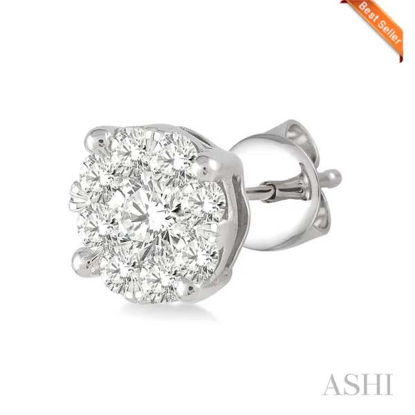 14 Karat Stud Earrings With Round G/H Si1 Diamonds Image 2 Morin Jewelers Southbridge, MA
