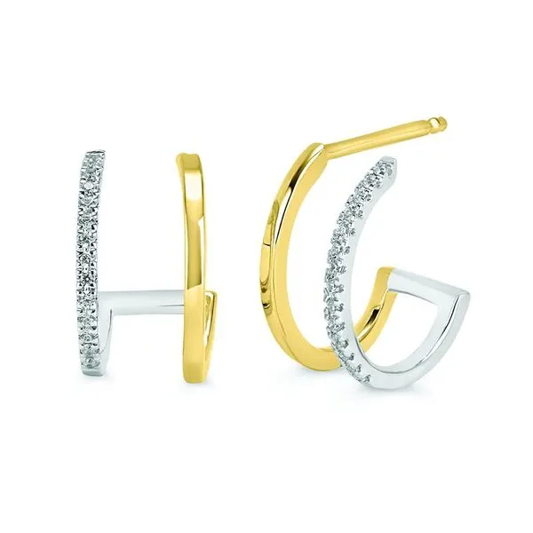 10 Karat Small Hoop Earrings With Round Diamonds Morin Jewelers Southbridge, MA