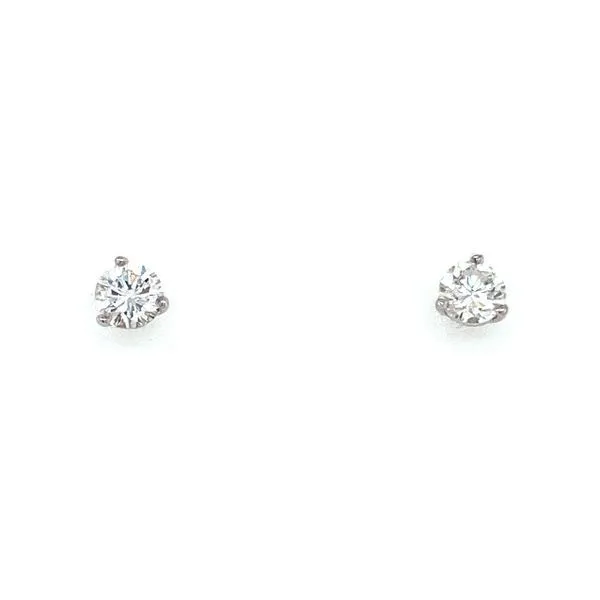 White Polished 14 Karat Stud Earrings