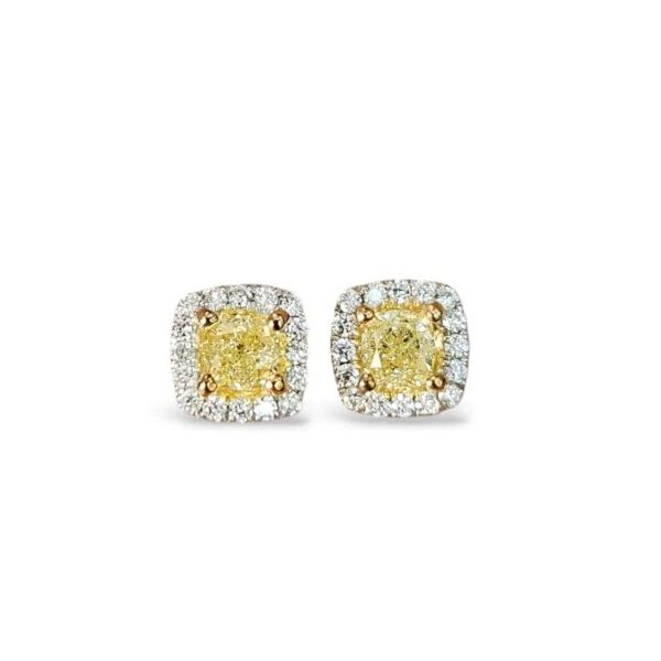 14K White Gold Cushion Stud Earrings Morin Jewelers Southbridge, MA
