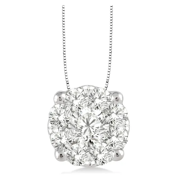 Ladys White 14 Karat Cluster Pendant