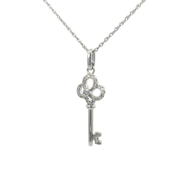 14K White Diamond Key Pendant Image 2 Morin Jewelers Southbridge, MA