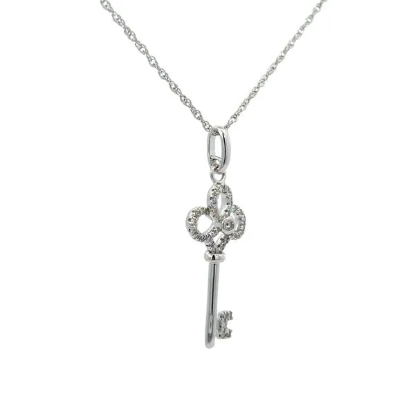 14K White Diamond Key Pendant Image 3 Morin Jewelers Southbridge, MA
