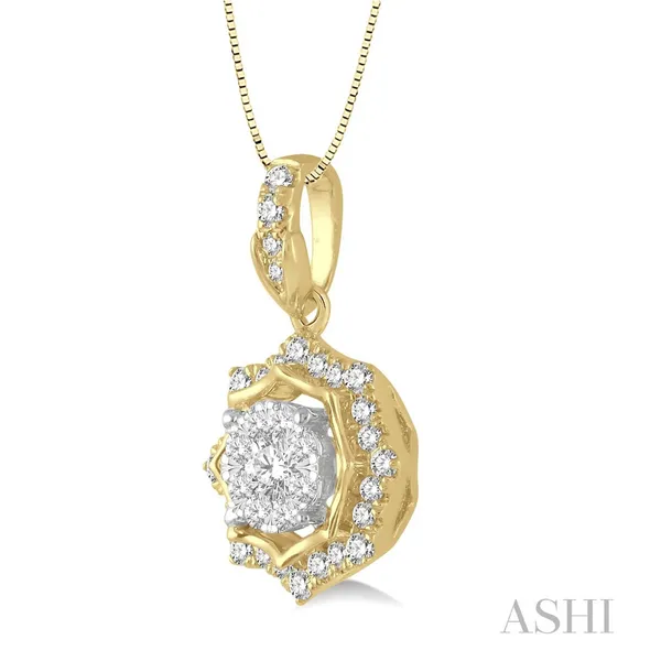 Twotone 14 Karat Diamond Drop Pendant Image 2 Morin Jewelers Southbridge, MA