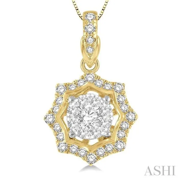 Twotone 14 Karat Diamond Drop Pendant