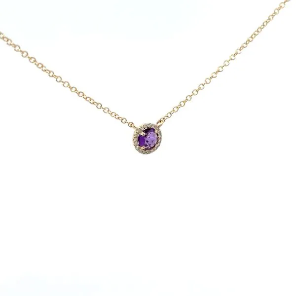 14K Yellow Gold Amethyst and Diamond Necklace Image 2 Morin Jewelers Southbridge, MA
