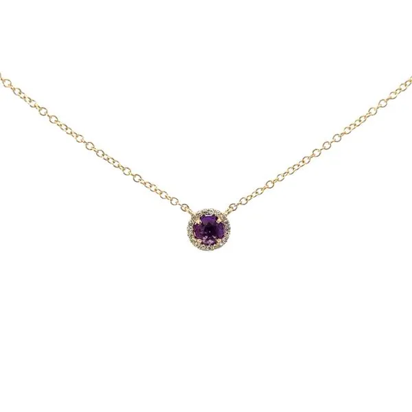 14K Yellow Gold Amethyst and Diamond Necklace Morin Jewelers Southbridge, MA