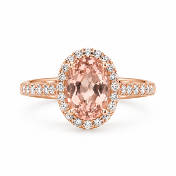 14K Rose Morganite and Diamond Ring Morin Jewelers Southbridge, MA
