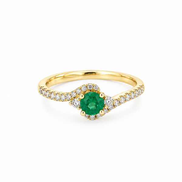 14K Yellow Gold Emerald Diamond Ring Morin Jewelers Southbridge, MA