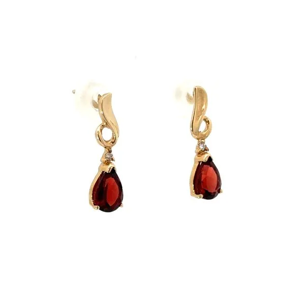 Yellow 14 Karat Garnet Stud Earrings Image 2 Morin Jewelers Southbridge, MA