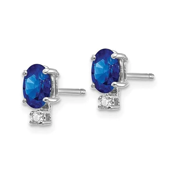 14K White Gold Sapphire and Diamond Earrings Image 2 Morin Jewelers Southbridge, MA
