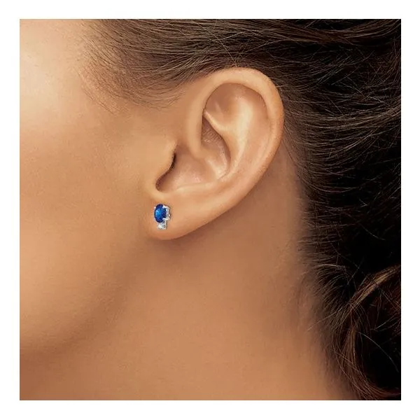 14K White Gold Sapphire and Diamond Earrings Image 3 Morin Jewelers Southbridge, MA